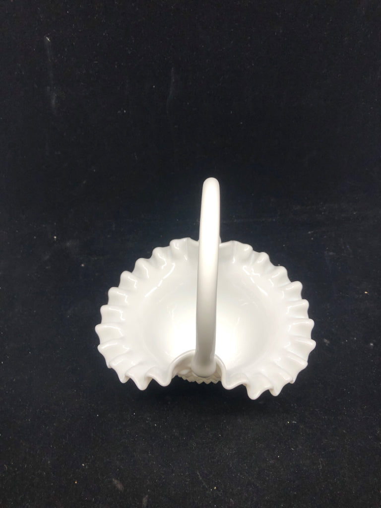 VTG MILK GLASS HOBNAIL BASKET.