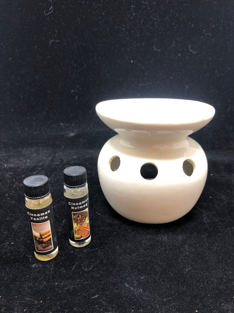 CERAMIC OIL WARMER W/2 SCENTS.