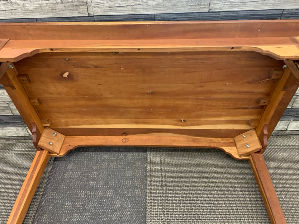 TWO TONED WOOD CRAFT/GAME TABLE.