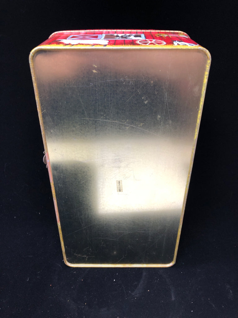 BARN SHAPED STORAGE TIN.