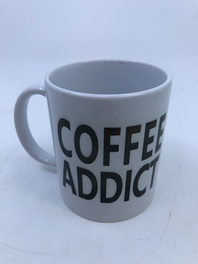 WHITE COFFEE ADDICT MUG.