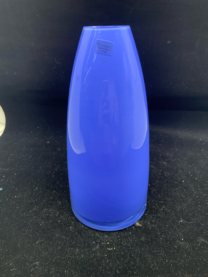 BLUE NARROW TOP VASE.