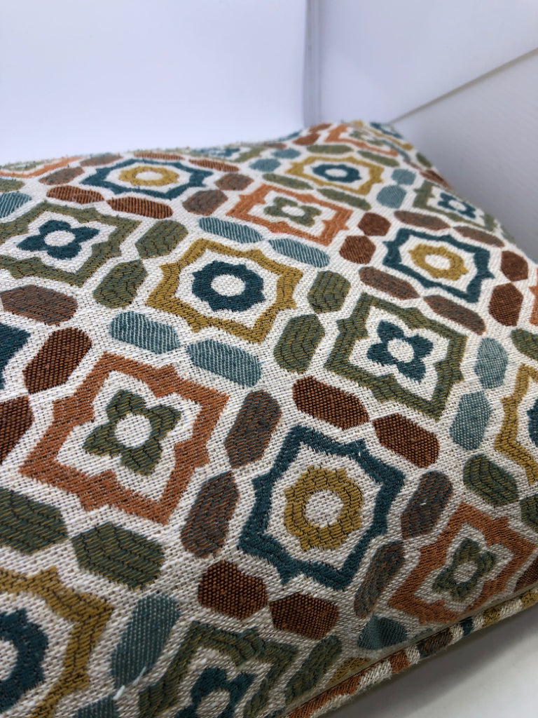 GEOMETRIC STITCHED RECTANGLE ACCENT PILLOW.