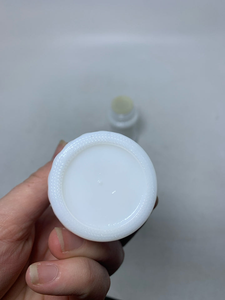MILK GLASS SALT/PEPPER SHAKERS.