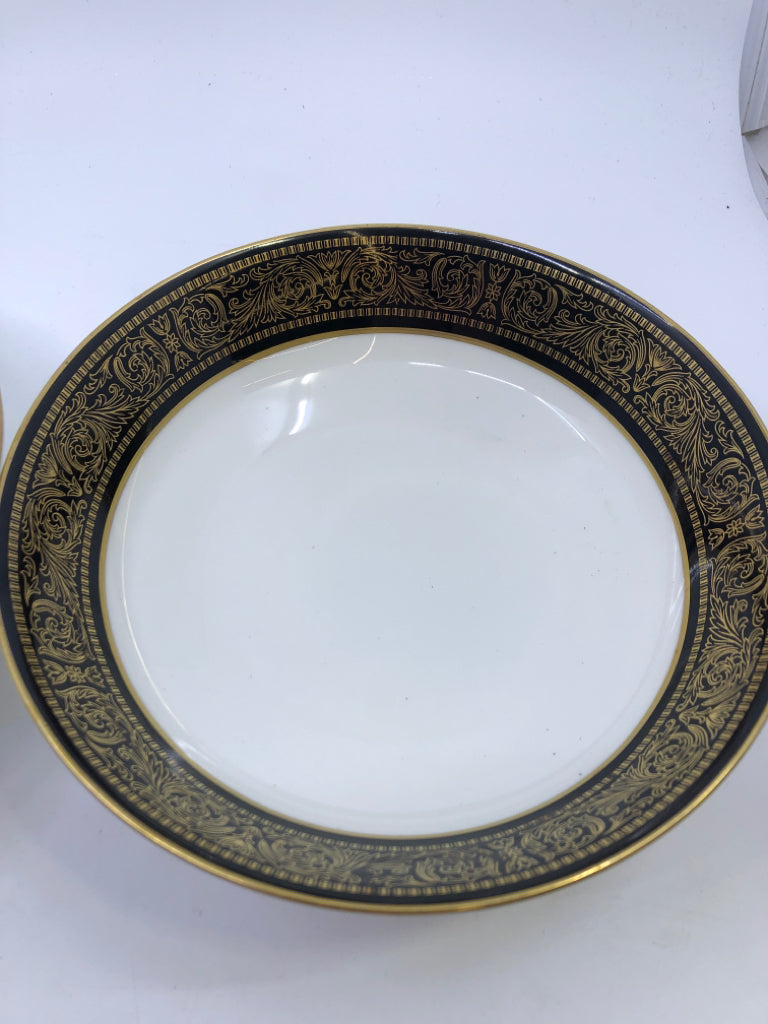 2 VTG BLACK AND GOLD SERVING BOWL SET.