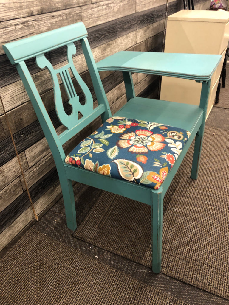 TEAL PAISLEY TELEPHONE DESK.
