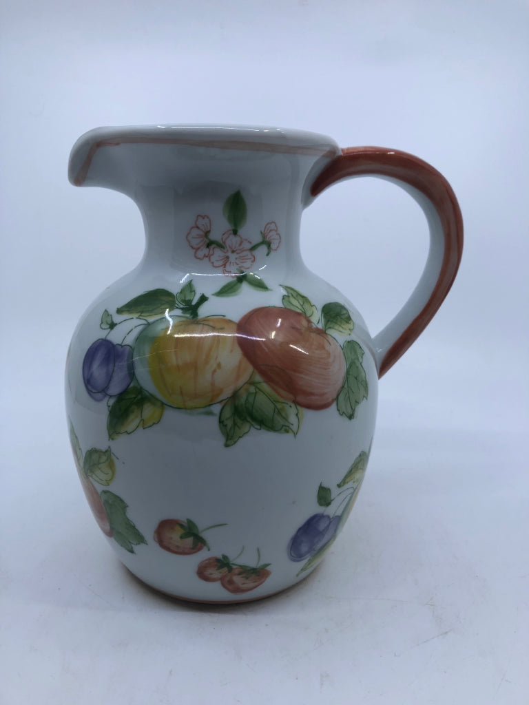 FRUIT PAINTED WHITE PITCHER - ANDREA BY SADEK.