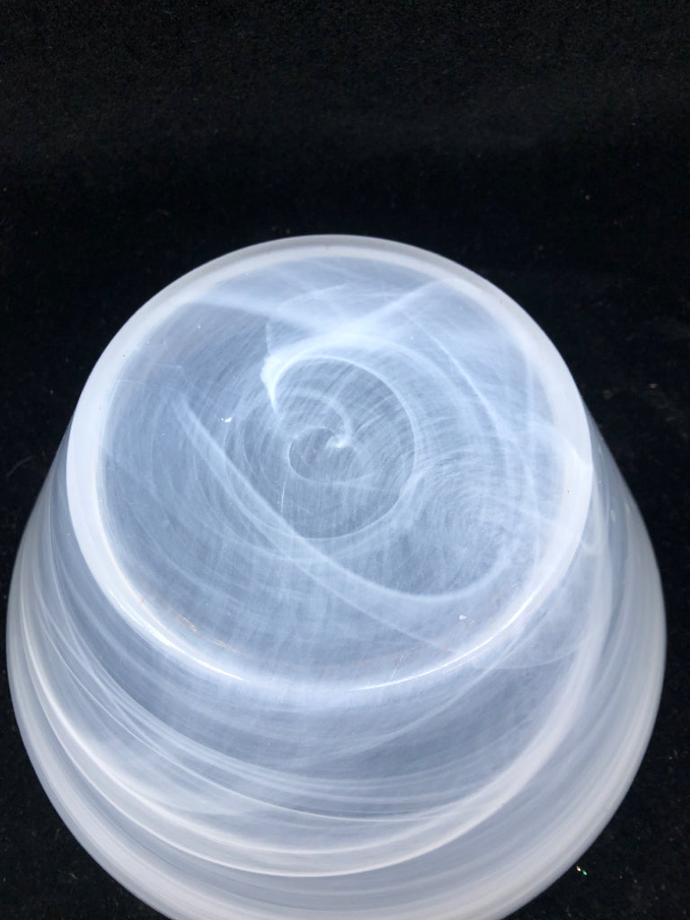 WHITE SMOKEY SERVING BOWL.
