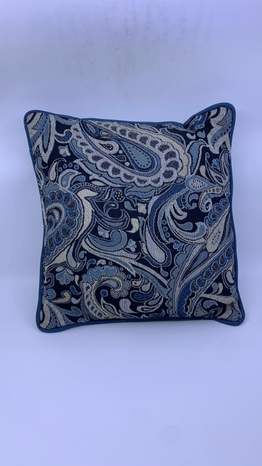 BLUES PAISLEY PRINT PILLOW.