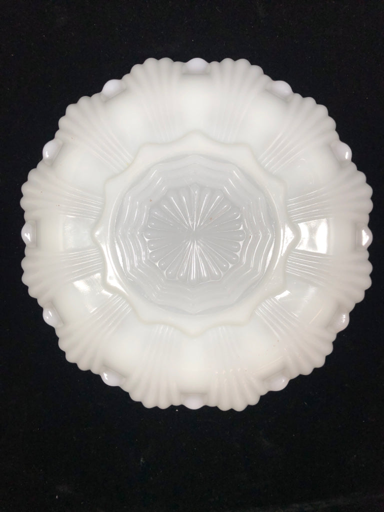 VTG GOLD LINED MILK-GLASS DEVILED EGG PLATTER.