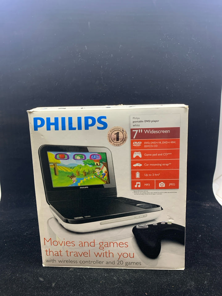 NIB PHILLIPS TRAVEL DVD PLAYER MOVIES AND GAMES.