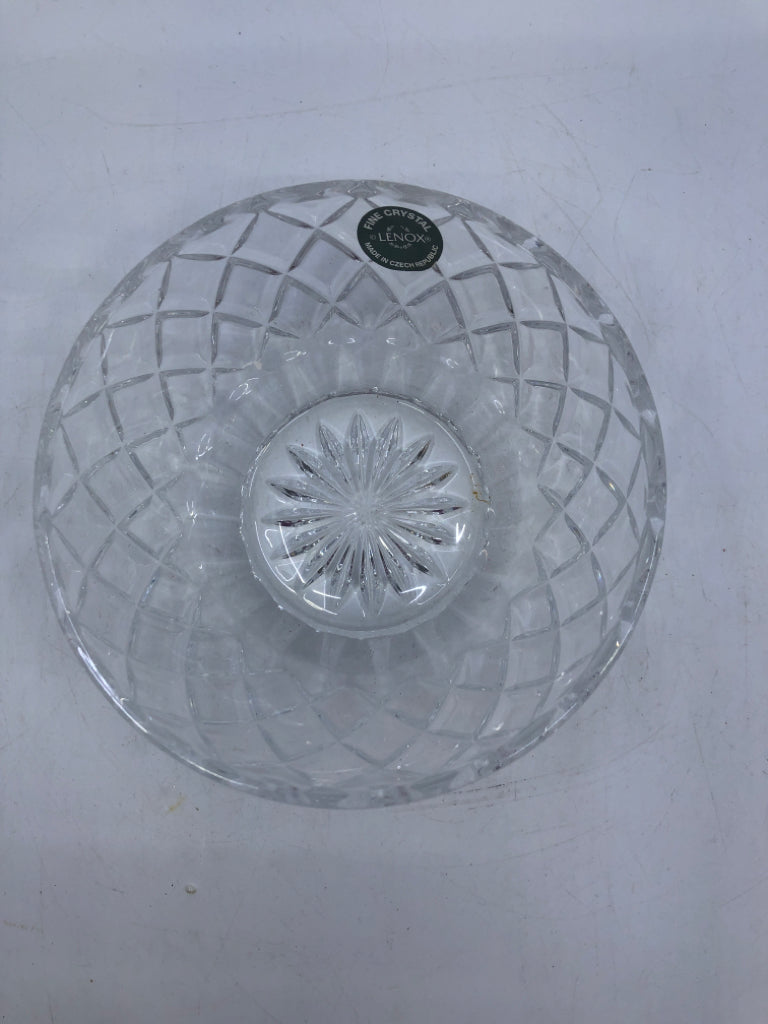 LENOX CANDY DISH W/ CRIS CROSS PATTERN.