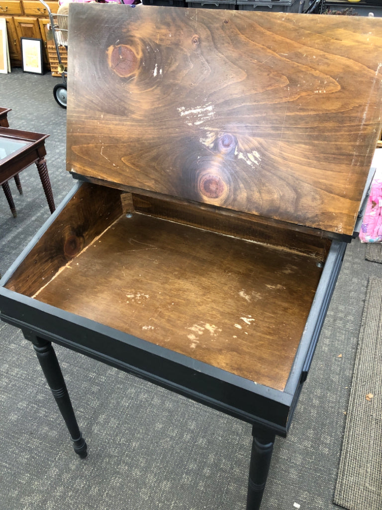 VTG PRIMITIVE SLANT-FRONT WRITING DESK W/STORAGE.