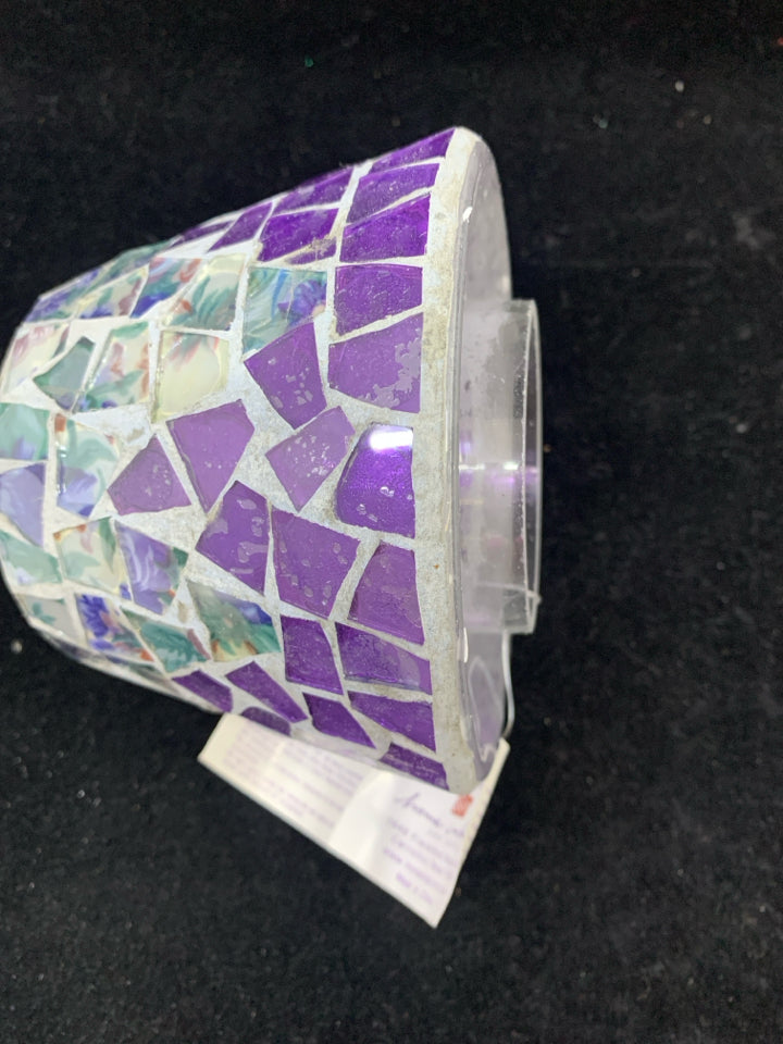 NIB PURPLE TILE CANDLE SHADE-HOME INTERIORS.