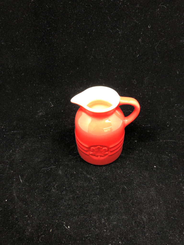 CHERRY RED STONEWARE SYRUP JUG - LE CREUSET.