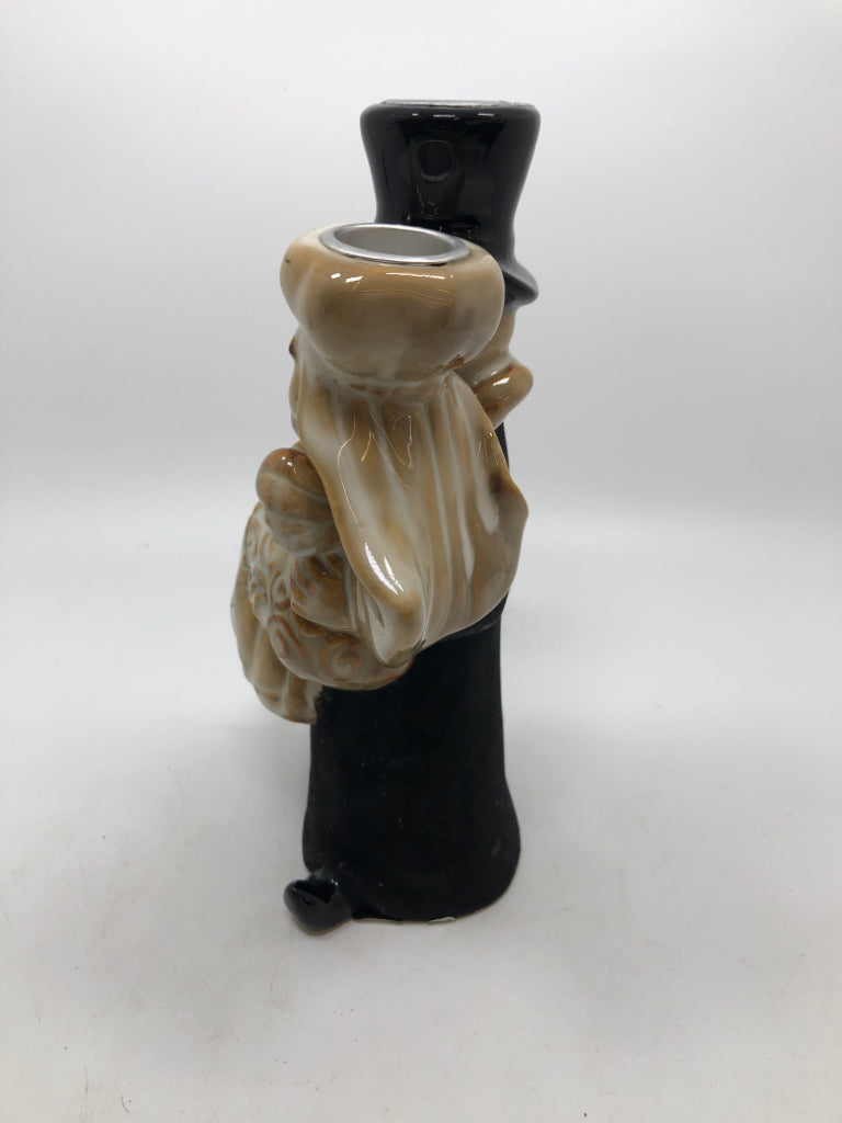TAPER CANDLE HOLDER BONEY BUNCH SKELETON BRIDE/GROOM-YANKEE CANDLE.