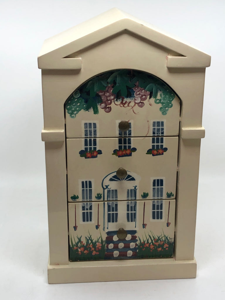 HOUSE PAINTED JEWELRY BOX.