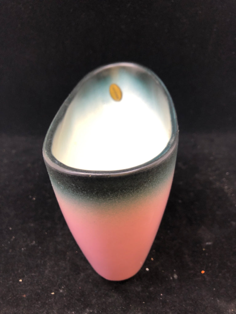VTG BLACK/BLUE/PINK OMBRE OVAL PLANTER.