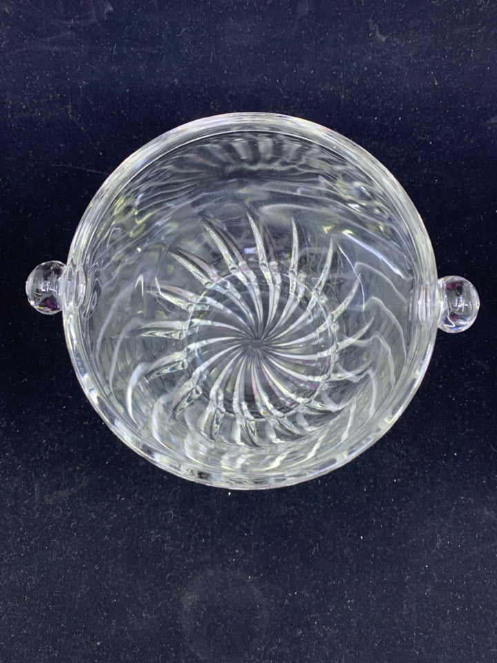SMALL HEAVY GLASS ICE BUCKET.
