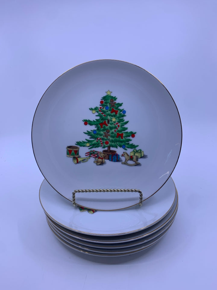 6 HOLIDAY HOSTESS CHRISTMAS TREE LUNCH PLATES.