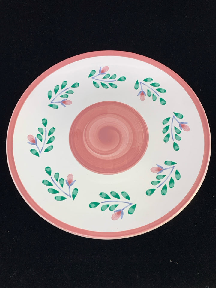 PINK GARLAND SERVING PLATE.