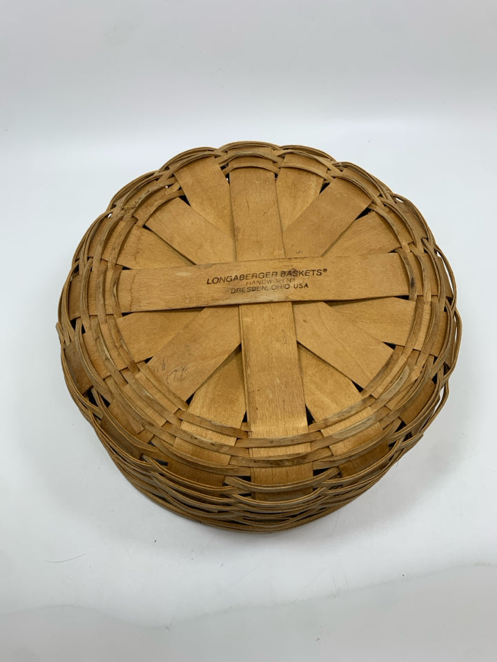 LONGABERGER ROUND WOVEN BASKET.