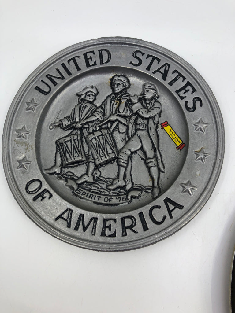 PEWTER UNITED STATES OF AMERICA DECORATIVE PLATE.