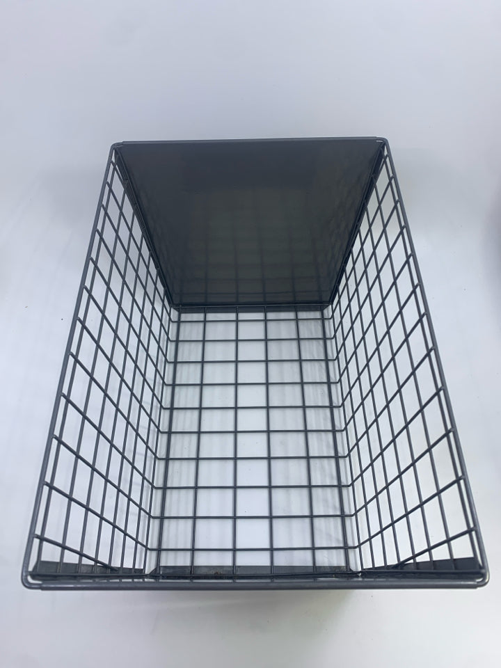 GREY METAL BASKET.