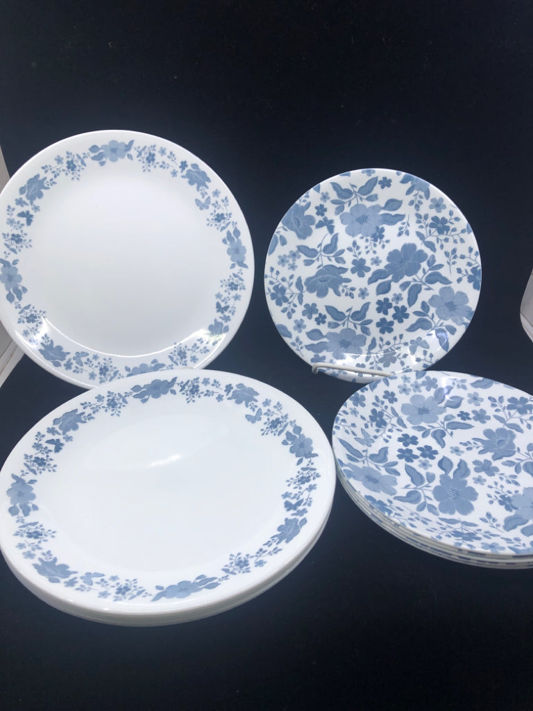 12 CORELLE PIONEER WOMAN BLUE FLOWER PLATES.