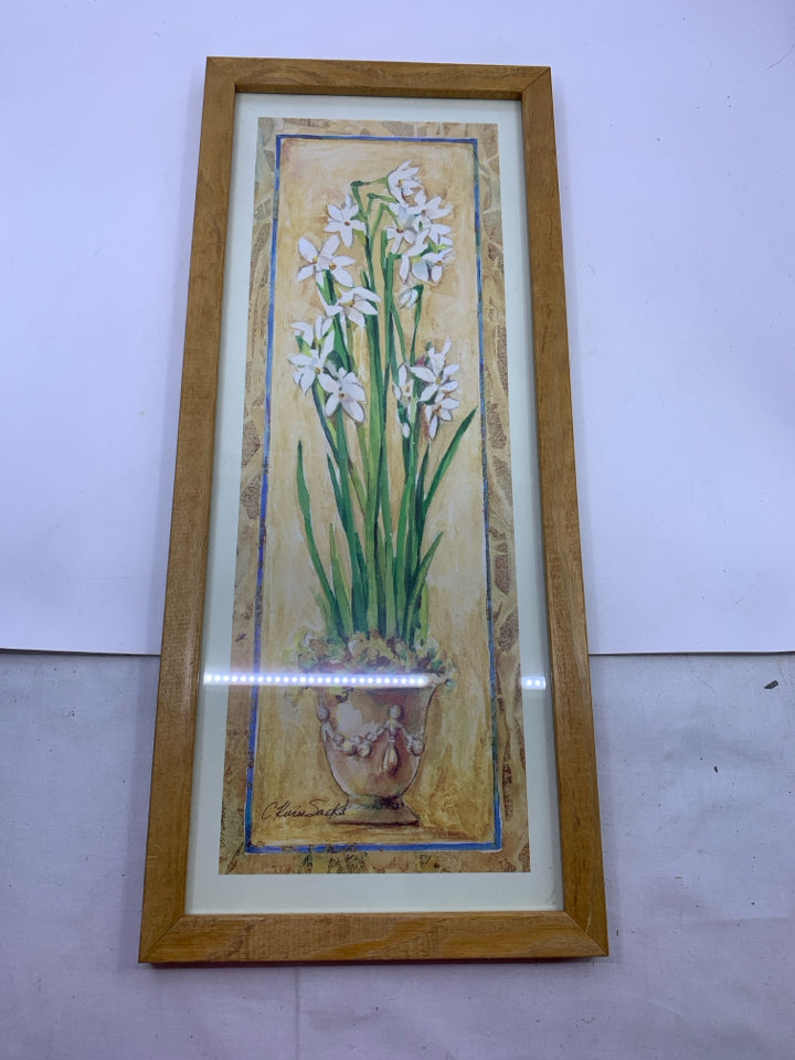 WHITE FLOWERS FRAMED PRINT.