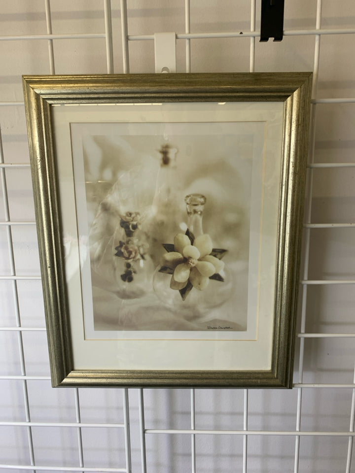 VASE W/ WHITE FLOWERS FRAMED ART.