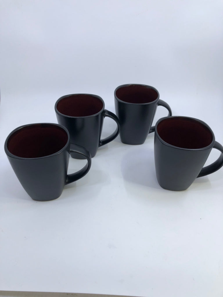 16 PC SVC 4 BLACK + RED DISH SET.