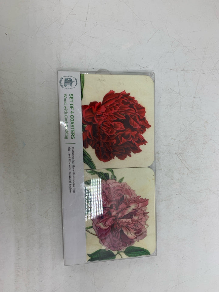 NIP FLOWER WOOD COASTERS LONG HILL.