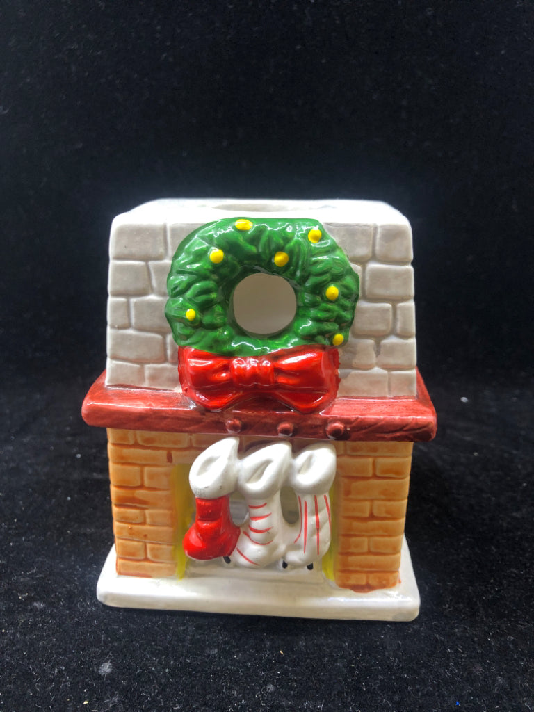 CERAMIC FIREPLACE TEA LIGHT CANDLE HOLDER.