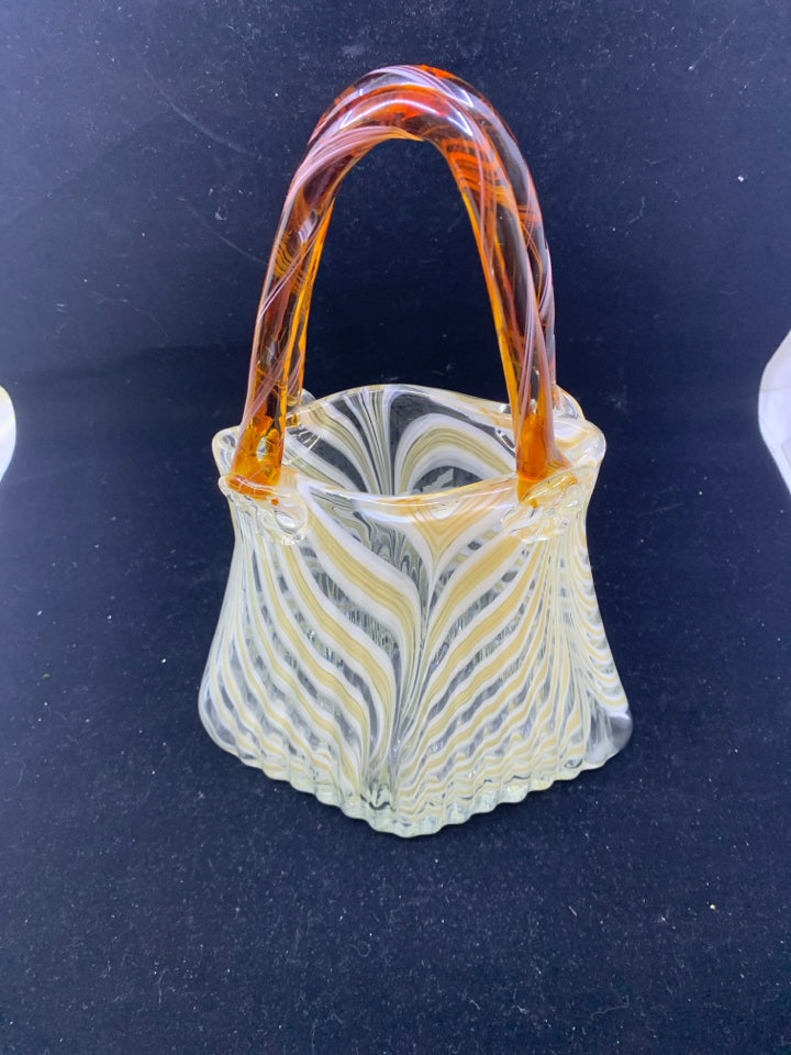 HEAVY GLASS CREAM DECORATIVE PURSE.