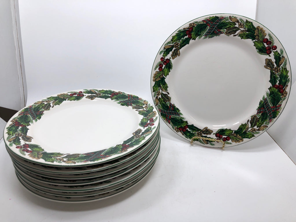 44PC HOLLY & PINECONES DISH SET - GARLAND ROYAL GALLERY - SERV FOR 8.