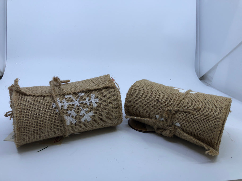 2 NIP BURLAP SNOWFLAKE RIBBON