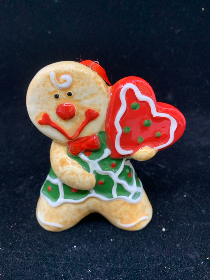 GINGERBREAD CERAMIC ORNAMENT.