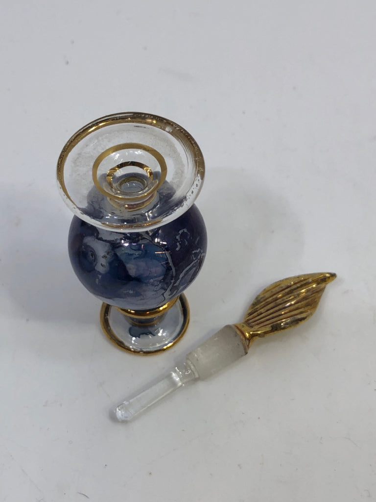 BLUE MARBLE ROUND PERFUME BOTTLE.