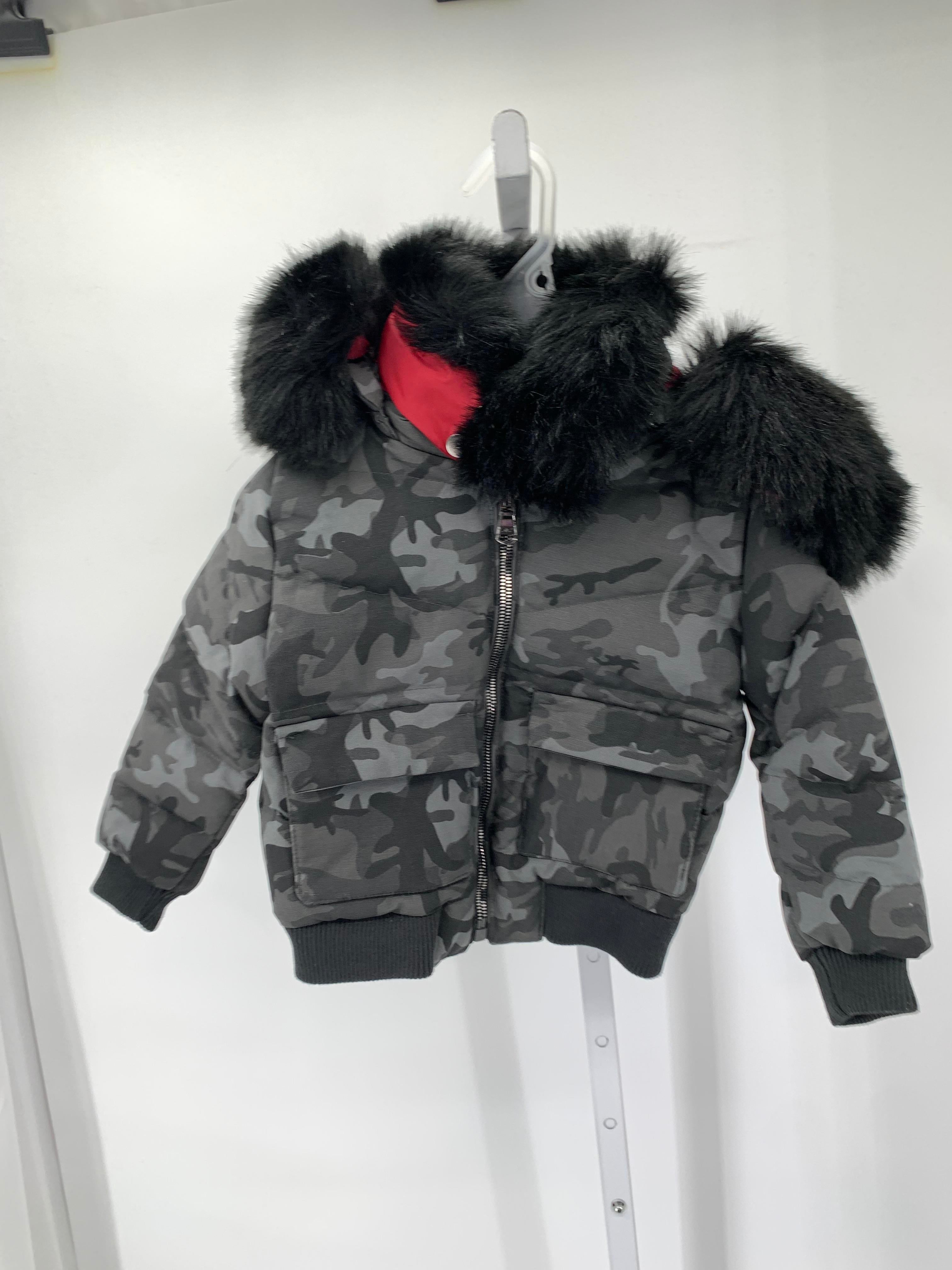 CAMO FAUX FUR HOODED ZIP
