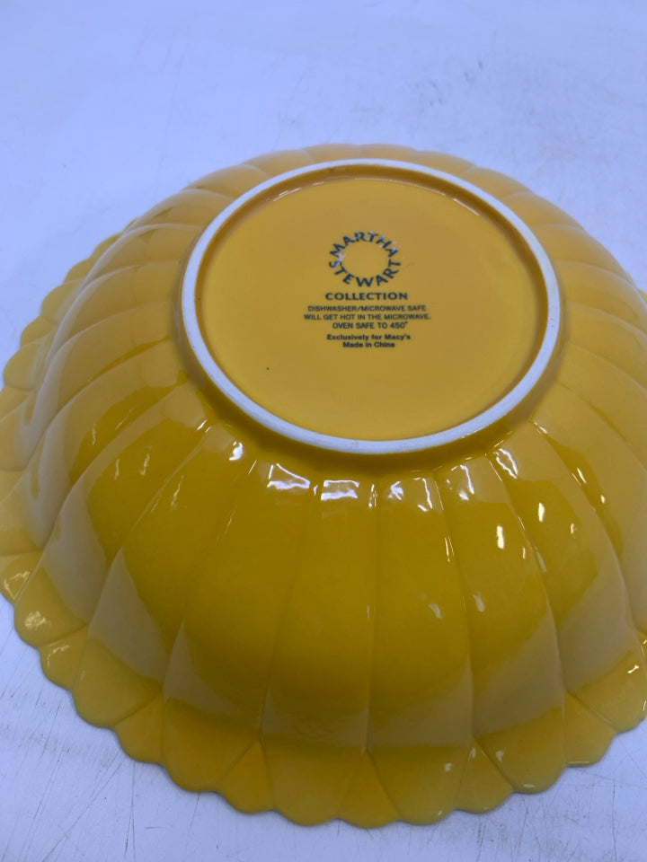 YELLOW FLOWERS TEXTURED BOWL.