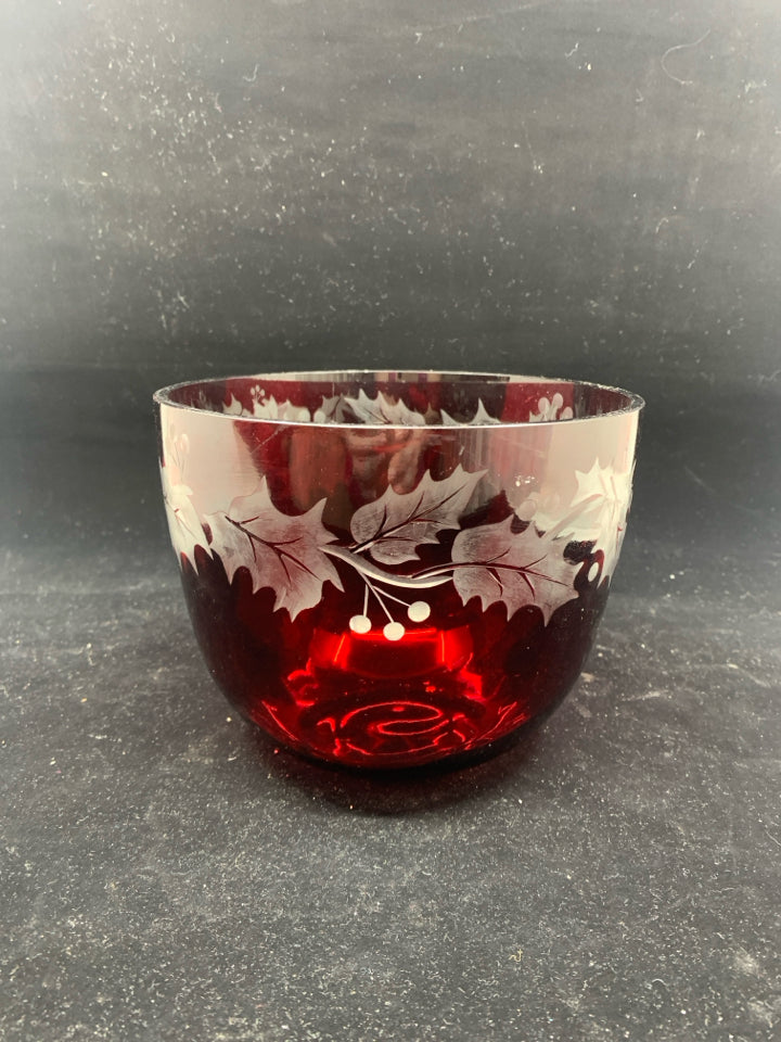 RED GLASS BOWL.