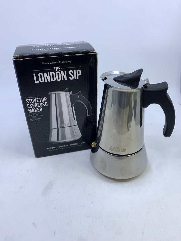 NIB LONDON SIP STOVE TOP ESPRESSO MACHINE.