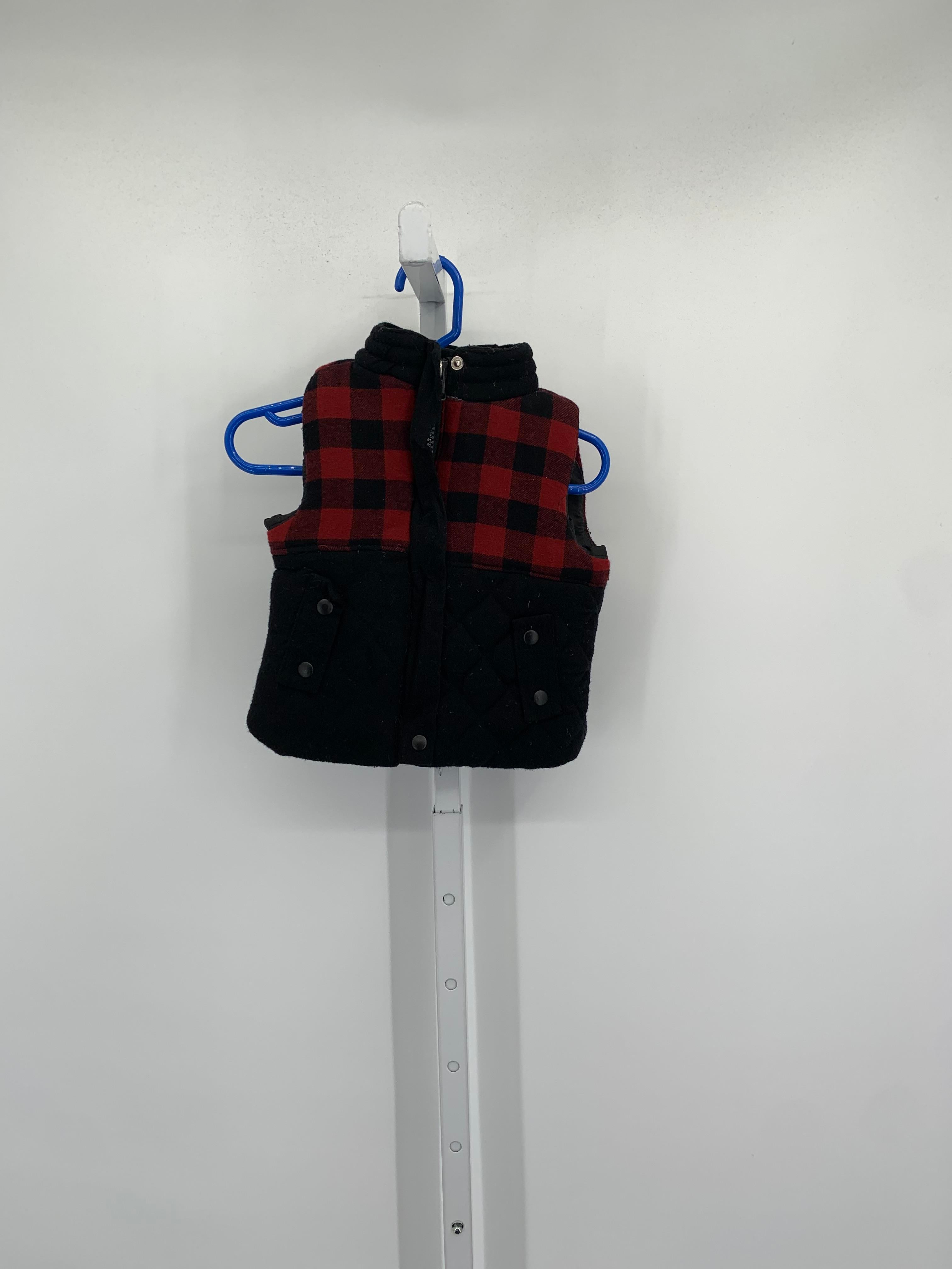 RED CHECKERED ZIP VEST