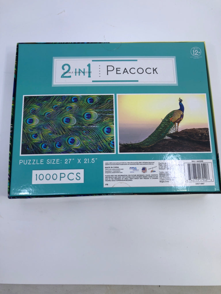 NIB DOUBLE SIDED PEACOCK PUZZLE.