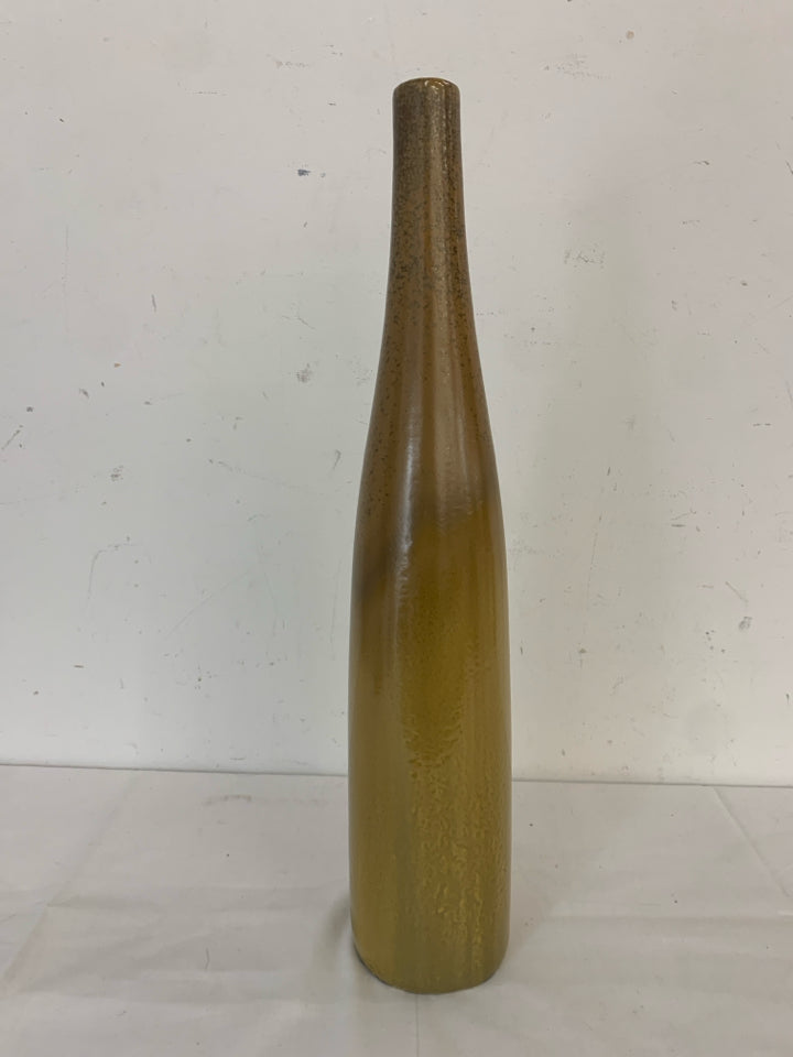 YELLOW BROWN OMBRE NARROW TOP VASE.