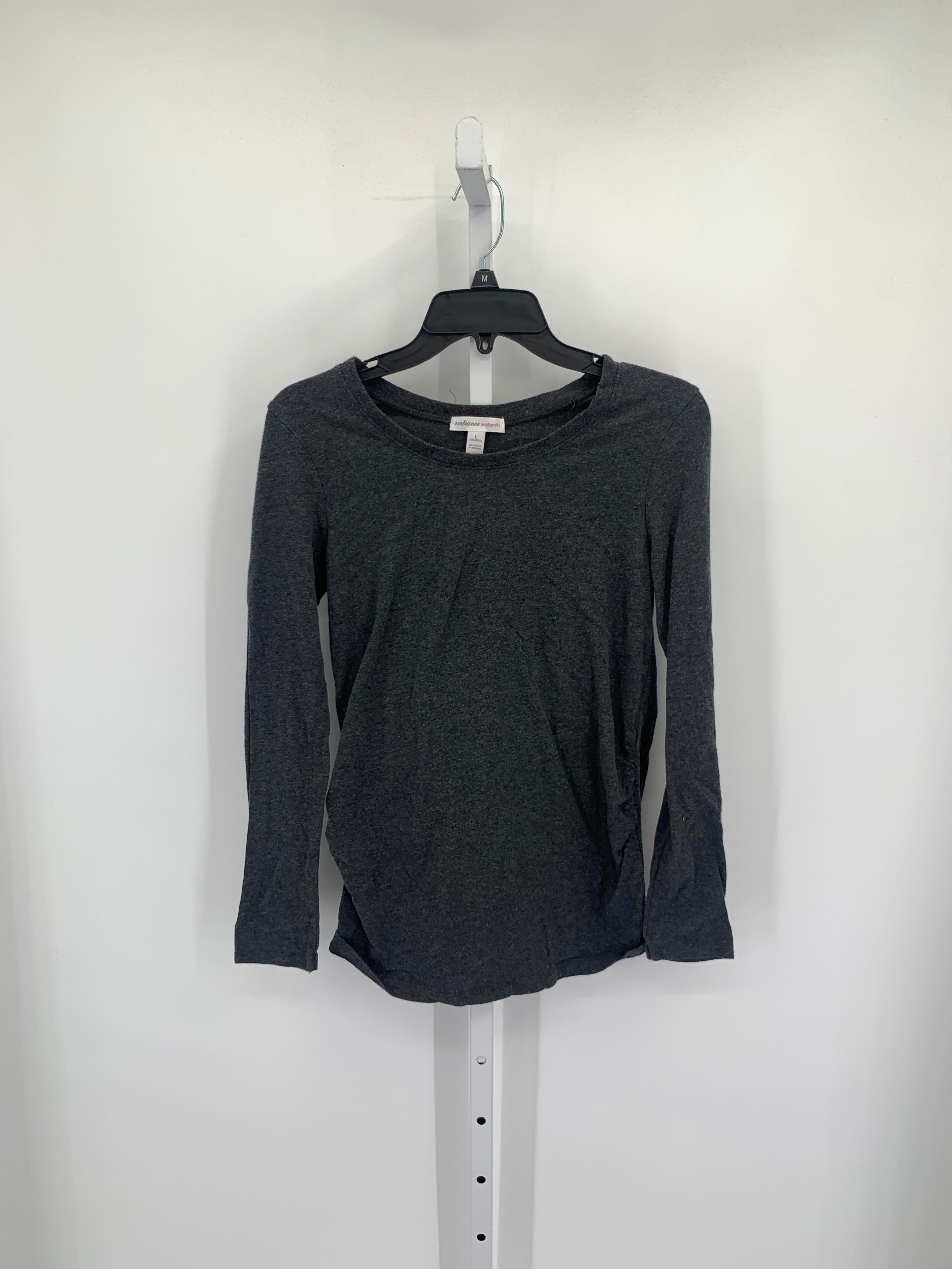 Ambiance Grey Size Large Maternity Long Sleeve Shirt