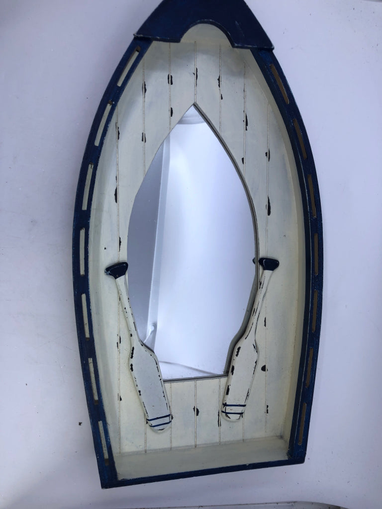 WHITE & BLUE BOAT MIRROR WALL.