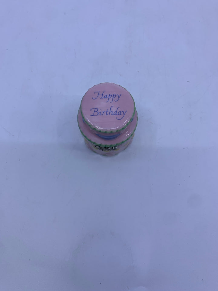 PINK HAPPY BIRTHDAY CAKE TRINKET BOX.