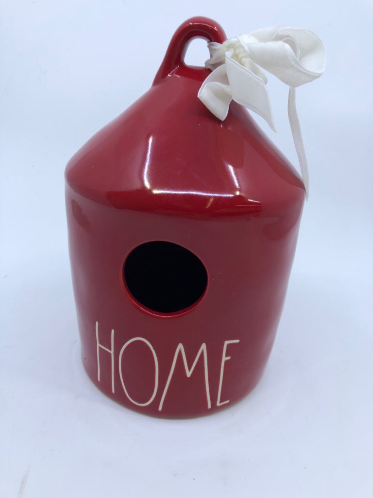 RED ROUND RAE DUNN DUNN HOME BIRD HOUSE.